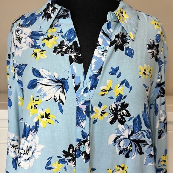 DVF Diane Von Furstenberg Vintage Floral Shirt Dress Blue Floral Size 6 - Picture 5 of 16